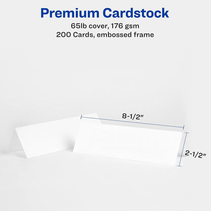100 Avery Printable Tent Cards, Sure Feed Technology, 2.5" x 8.5", White (05305)