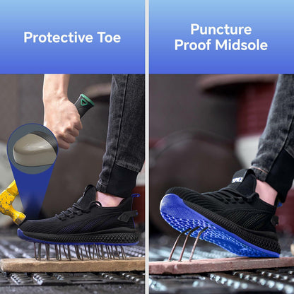 Unisex Safety Shoes w/Composite Toe Cap, Puncture Proof Lightweight Size- M8/W9