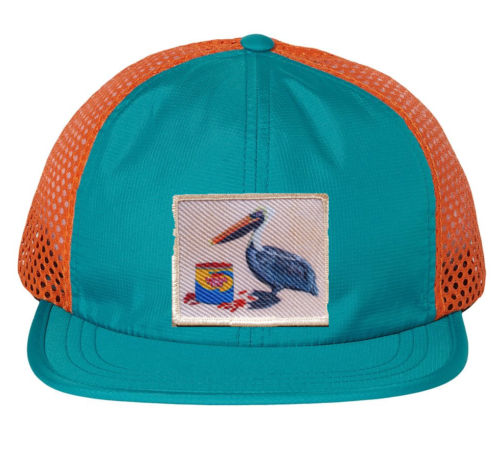 Wide Set Mesh Cap Orange/ Teal