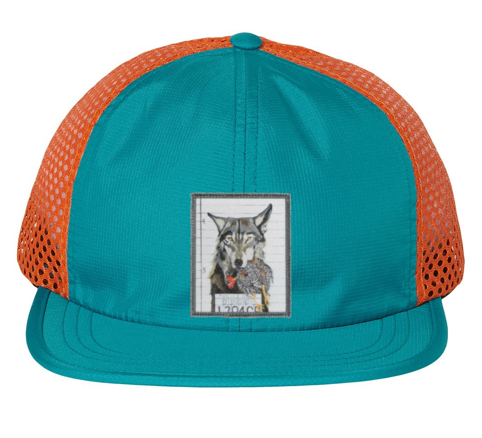 Wide Set Mesh Cap Orange/ Teal
