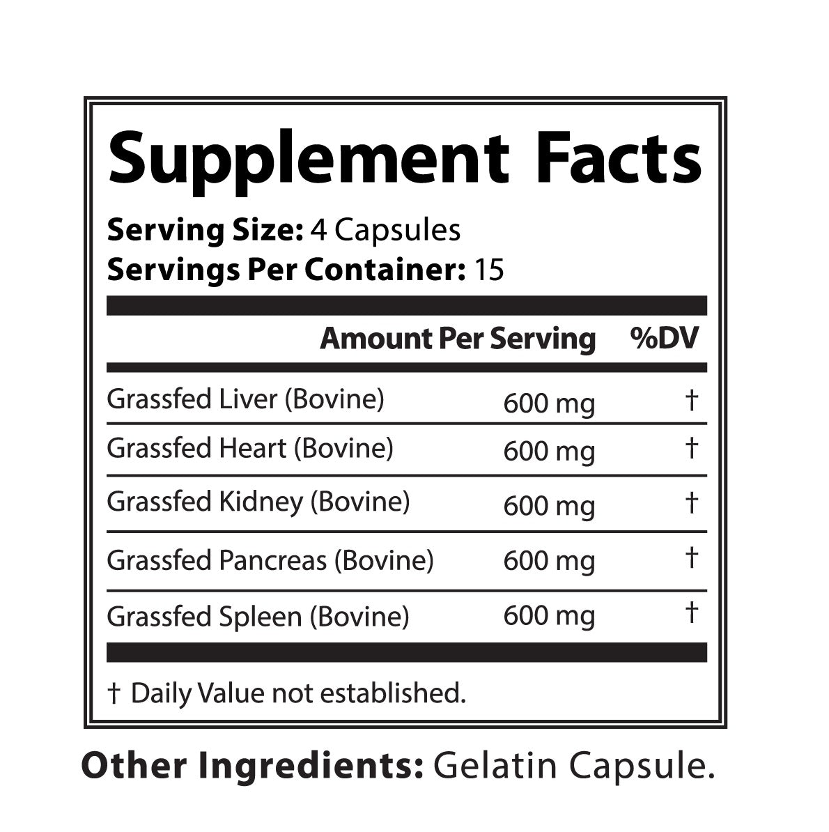 Grass Fed Beef Organ Complex Capsules