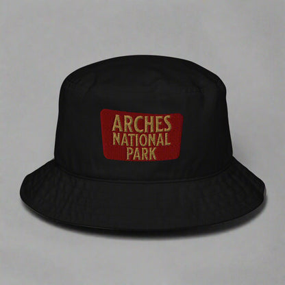 Arches National Park Sign Embroidered Organic Bucket Hat