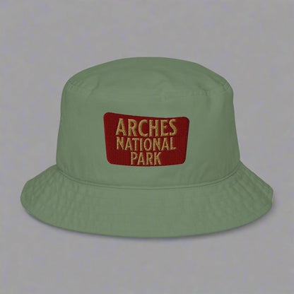 Arches National Park Sign Embroidered Organic Bucket Hat