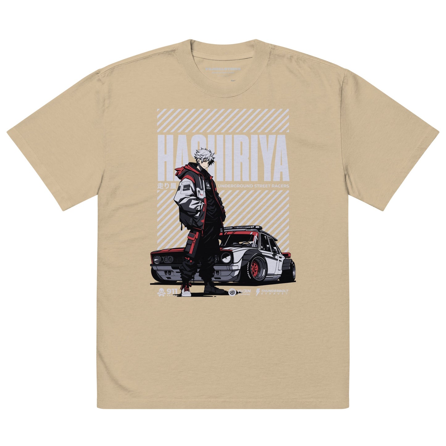 Hashiriya Oversized Faded Car T-Shirt