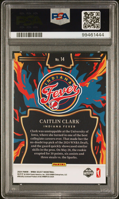 Graded 2024 Panini Select Caitlin Clark #14 En Fuego Rookie RC Basketball Card PSA 10 Gem Mint