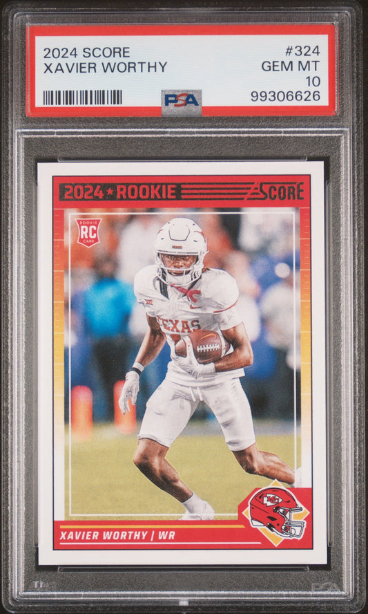 Graded 2024 Panini Score Xavier Worthy #324 Rookie RC Football Card PSA 10 Gem Mint