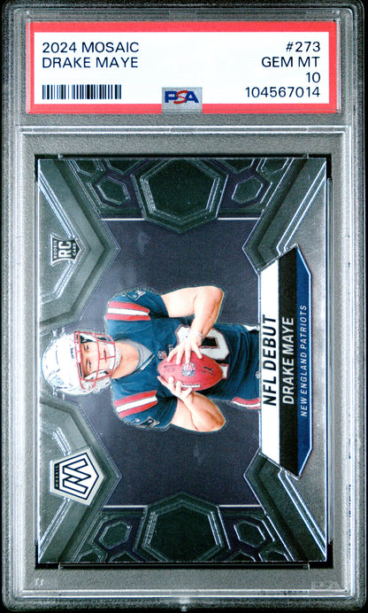 Graded 2024 Panini Mosaic Drake Maye #273 Rookie RC Football Card PSA 10 Gem Mint