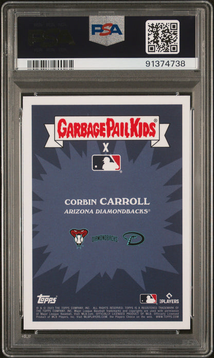Graded 2023 Topps Garbage Pail Kids Corbin Carroll #19A Coiled Corbin Rookie RC Baseball Card PSA 10 Gem Mint