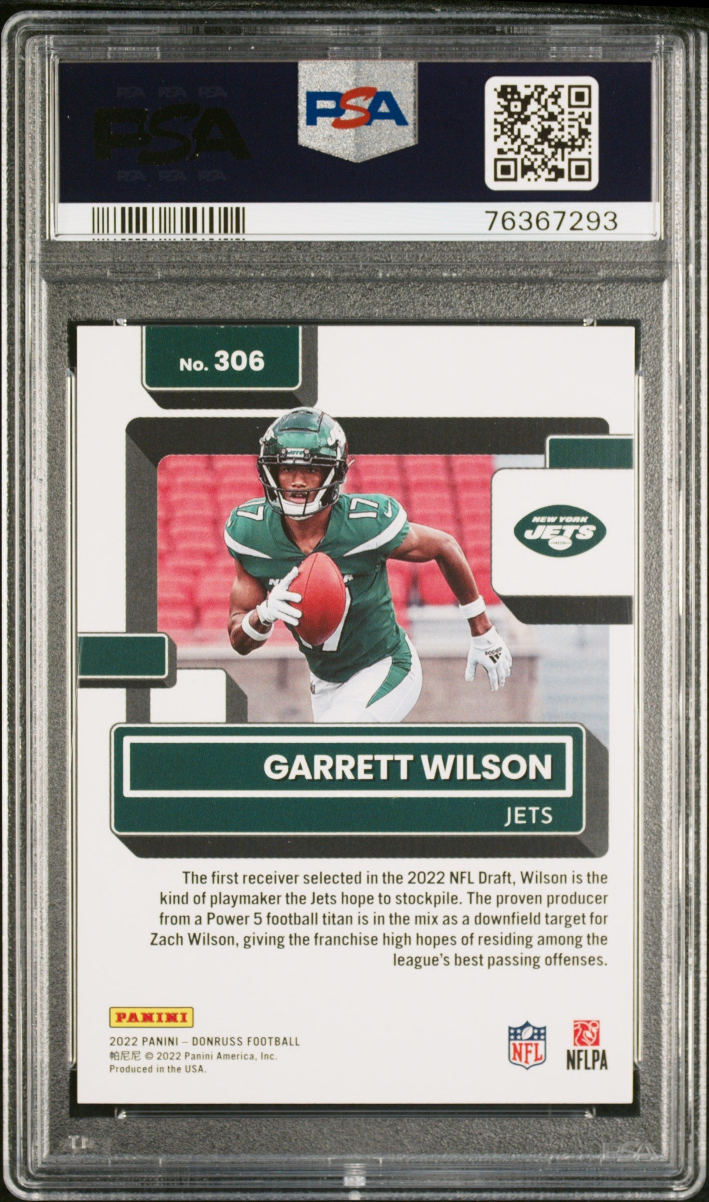 Graded 2022 Panini Donruss Garrett Wilson #306 Rookie RC Football Card PSA 10 Gem Mint