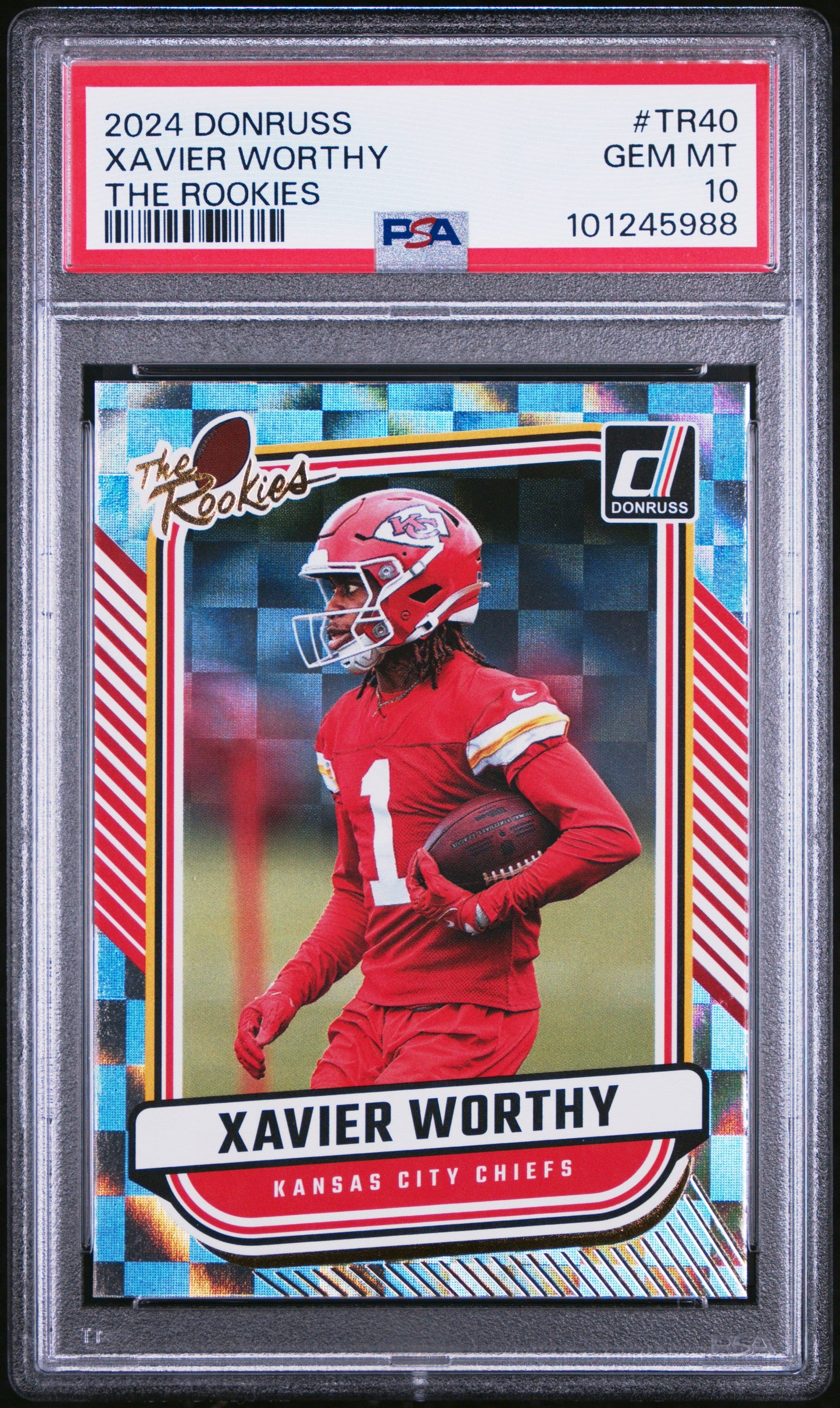 Graded 2024 Panini Donruss Xavier Worthy #TR40 The Rookies Rookie RC Football Card PSA 10 Gem Mint