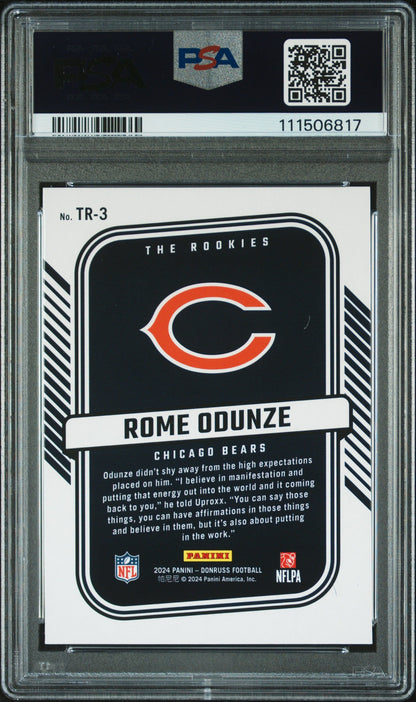 Graded 2024 Panini Donruss Rome Odunze #TR3 The Rookies Rookie RC Football Card PSA 10 Gem Mint