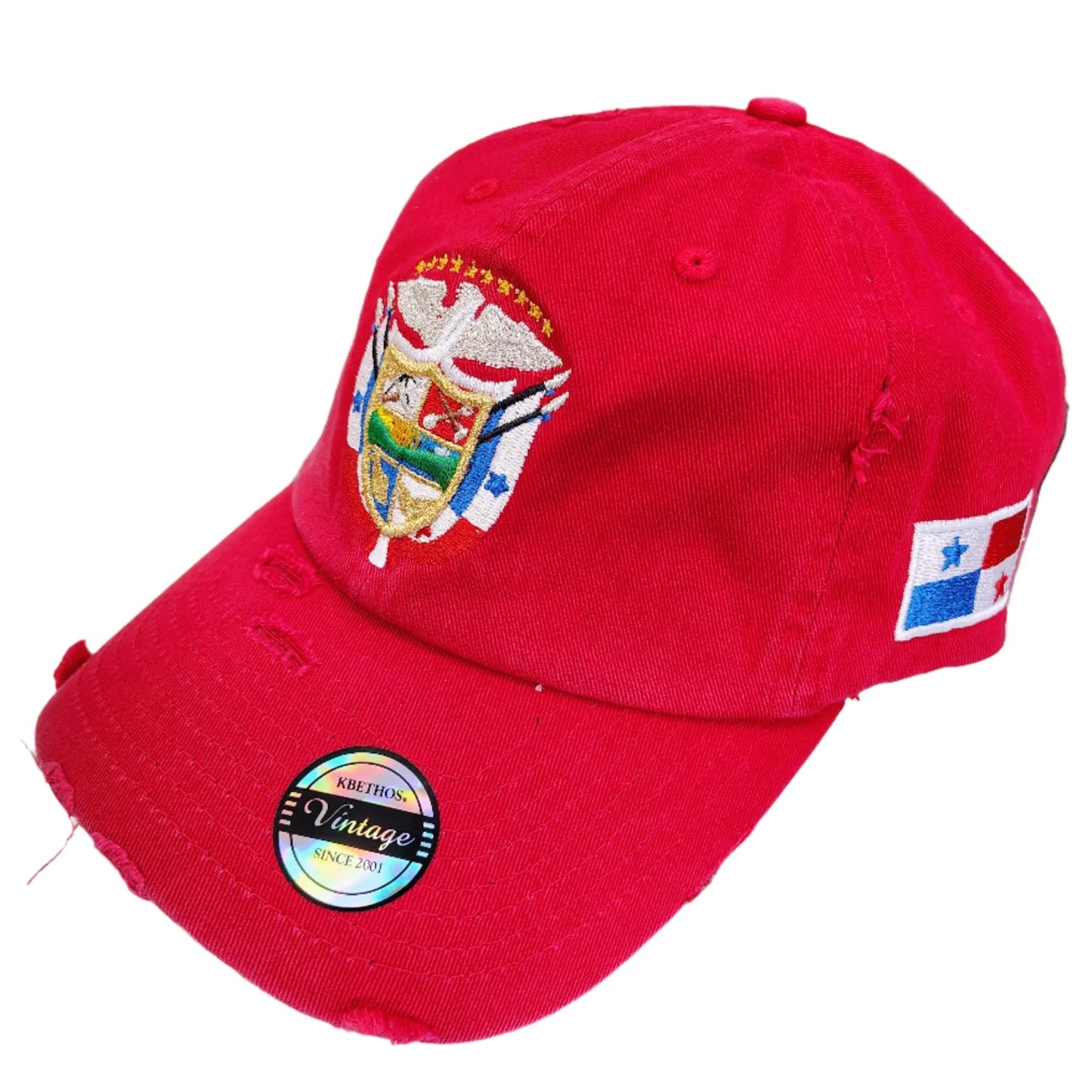 Vintage Panama Hats with Embroidered Panama Shield and Flag