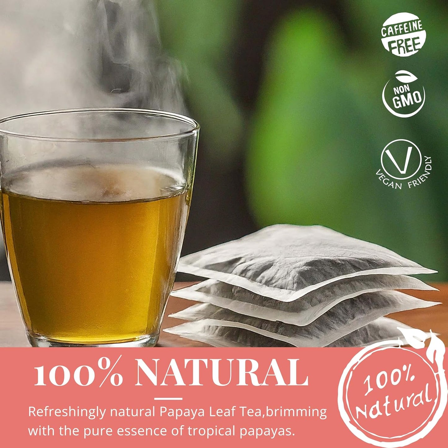 Papaya Leaf Tea Bags 75 Count – Caffeine-Free Herbal Tea for Immunity & Digestion