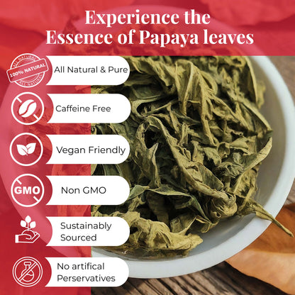 Akshit Papaya Leaves, Hojas de papaya, 2.6oz, Dried Papaya Leaf, Herbal Tea, Non GMO, Caffeine free, Sugar free, Rich In Vitamins.
