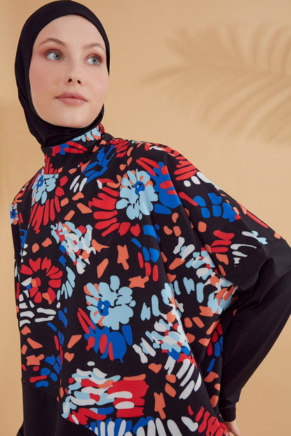 Woven Black Burkini Modest Swimwear M2313