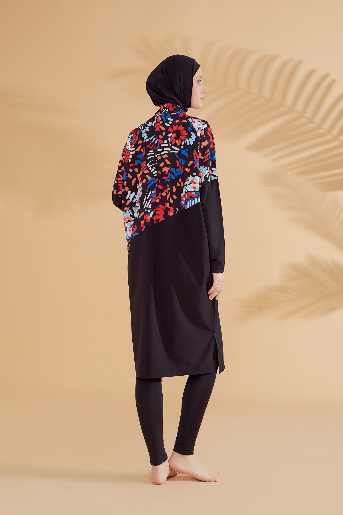 Woven Black Burkini Modest Swimwear M2313