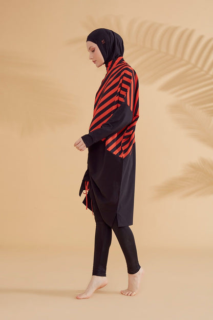 Woven Black Burkini Modest Swimwear M2307