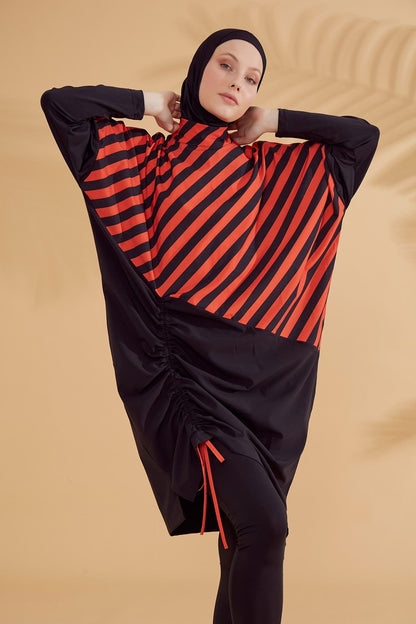 Woven Black Burkini Modest Swimwear M2307