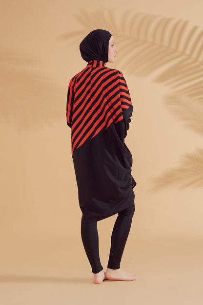 Woven Black Burkini Modest Swimwear M2307