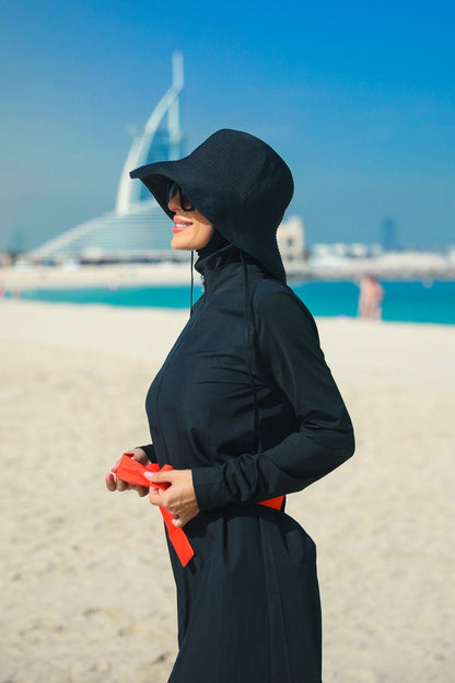 Woven Black Burkini Modest Swimwear M2311