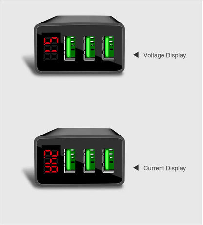 PBG 3 port LED Display Wall Charger and XL10FT Charger Compatible for Iphone Cable Bundle