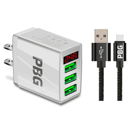 PBG 3 port LED Display Wall Charger and XL10FT Charger Compatible for Iphone Cable Bundle
