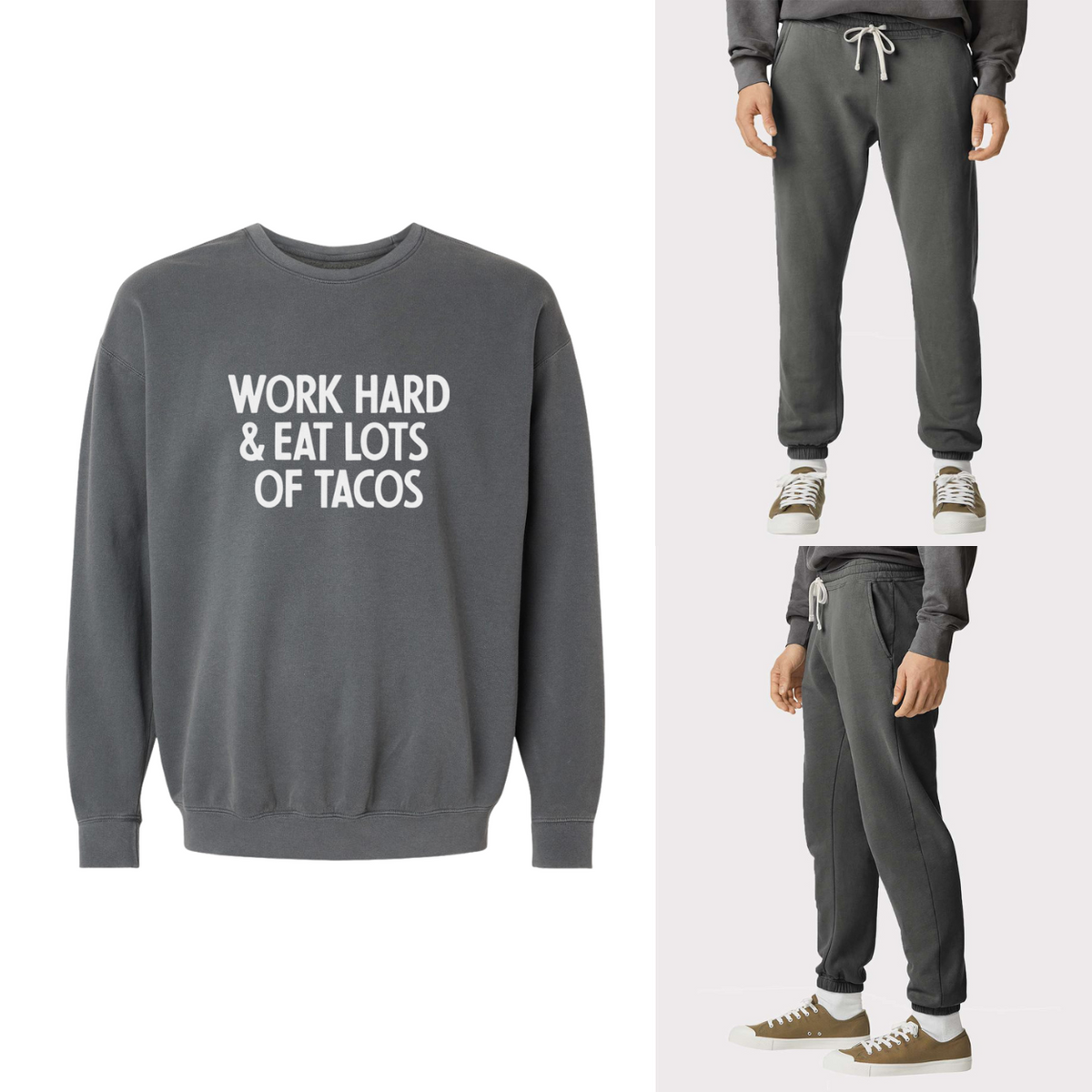 Work Hard & Eat Lots Of Tacos Washed Sweatshirt