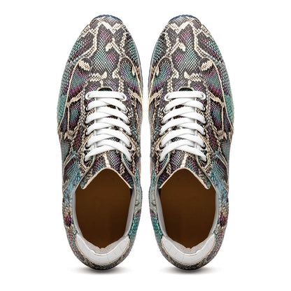 65-215-BLU PERI Python Embossed Italian Calfskin Sneakers, Marine Blue