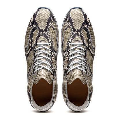 65-215-WHT PERI Python Embossed Italian Calfskin Sneakers Black / White