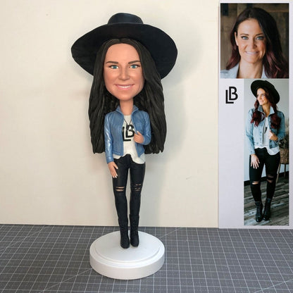 Personalized Cowgirl Bobblehead With Top Hat