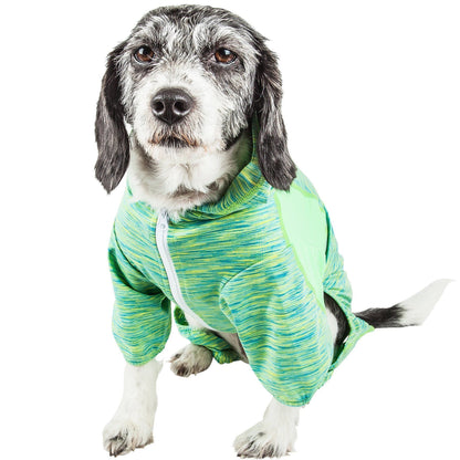 Pet Life ® Active 'Downward Dog' 4-Way-Stretch Fitness Yoga Dog Tracksuit Hoodie