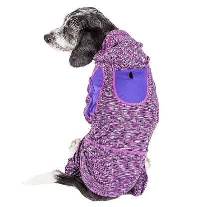 Pet Life ® Active 'Downward Dog' 4-Way-Stretch Fitness Yoga Dog Tracksuit Hoodie