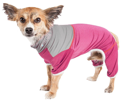Pet Life ®  Active 'Embarker' 4-Way Stretch Fitness Yoga Full Body Dog Tracksuit