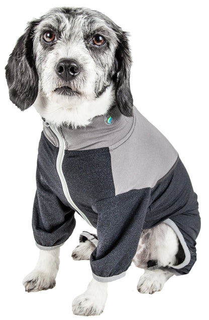 Pet Life ®  Active 'Embarker' 4-Way Stretch Fitness Yoga Full Body Dog Tracksuit
