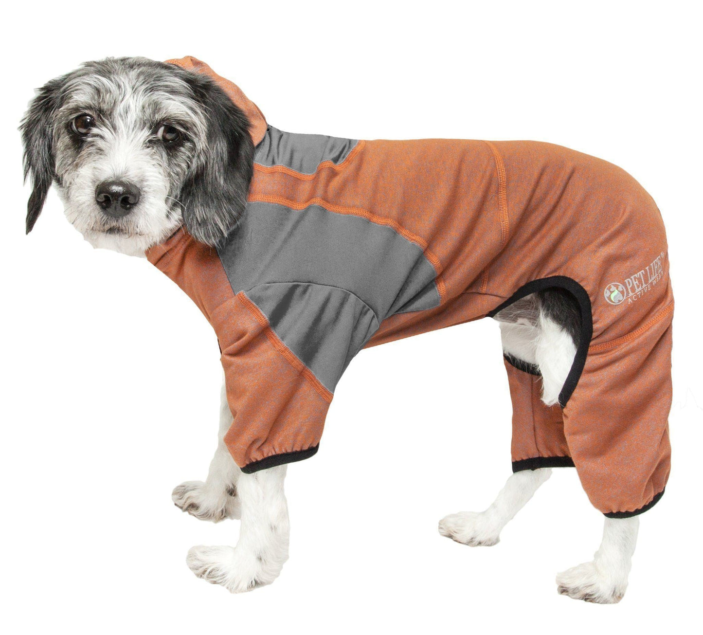 Pet Life ®  Active 'Fur-Breeze' Medium-weight 4-Way-Stretch Full Body Hooded Dog Yoga sweater