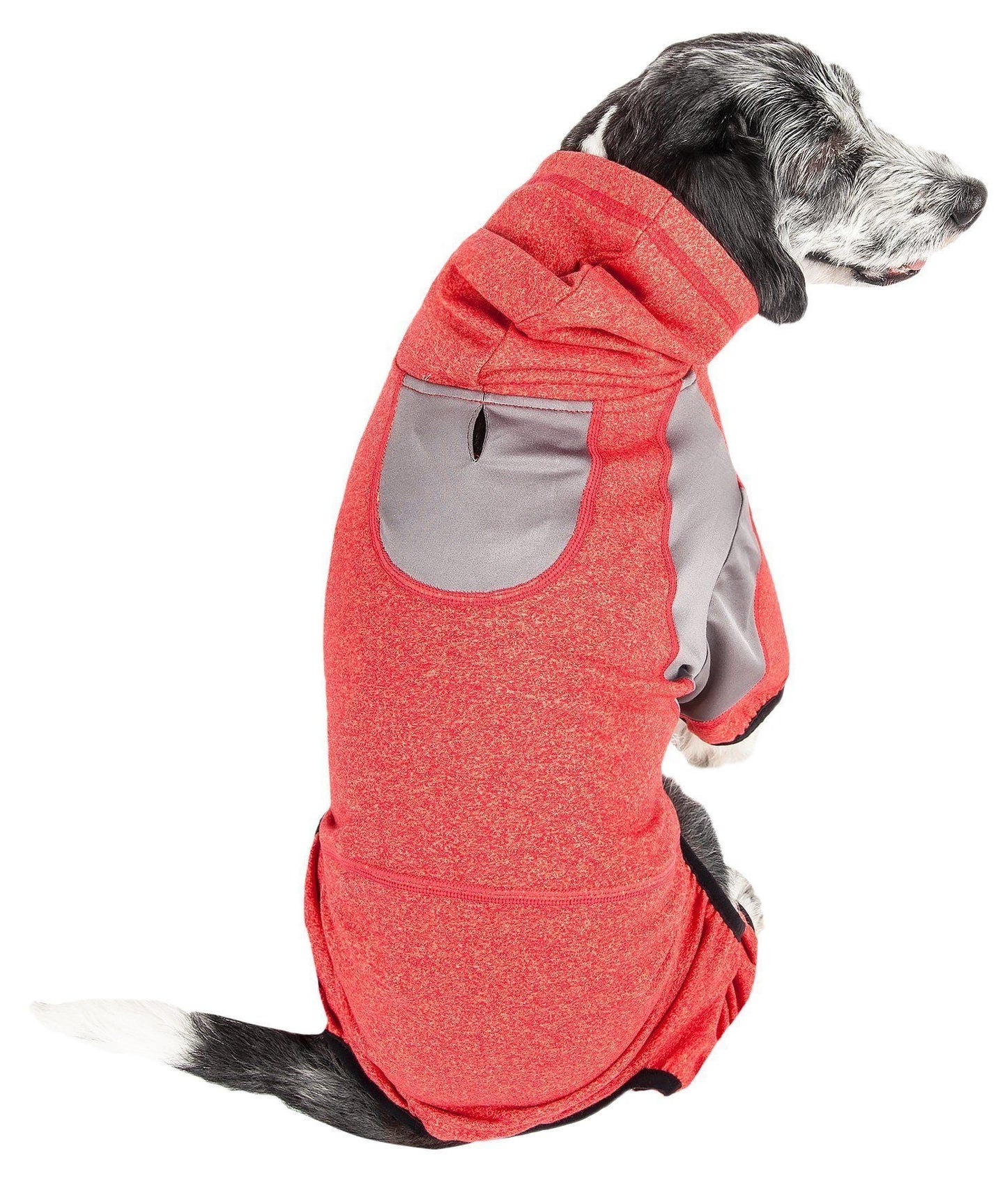 Pet Life ®  Active 'Fur-Breeze' Medium-weight 4-Way-Stretch Full Body Hooded Dog Yoga sweater