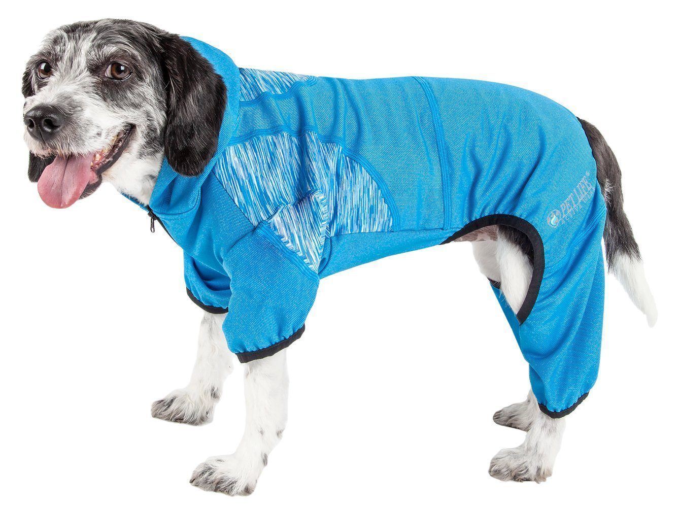 Pet Life ® Active 'Pawsterity' Mediumweight 4-Way-Stretch Yoga Fitness Dog Tracksuit Hoodie
