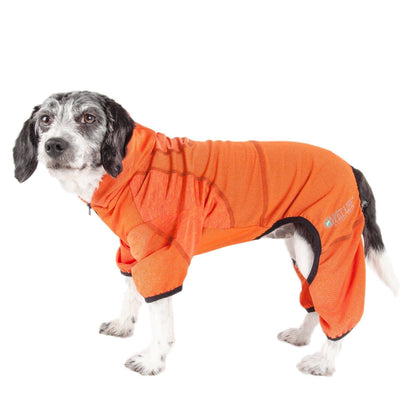 Pet Life ® Active 'Pawsterity' Mediumweight 4-Way-Stretch Yoga Fitness Dog Tracksuit Hoodie