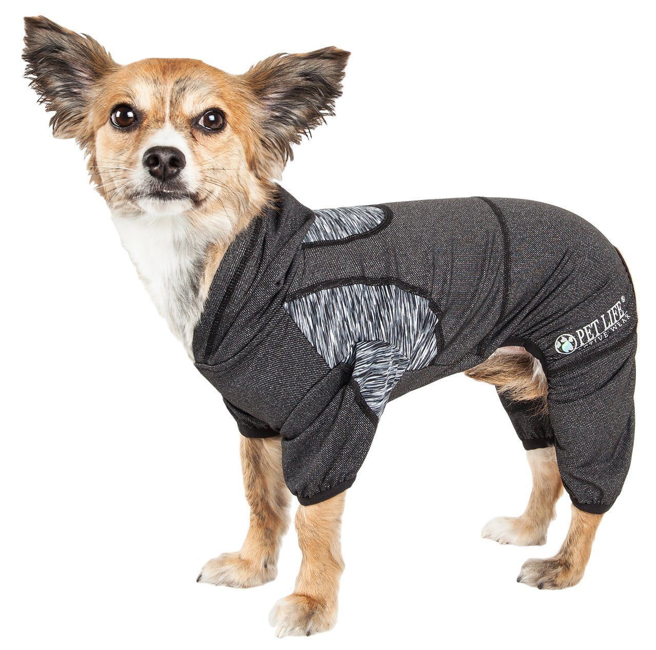 Pet Life ® Active 'Pawsterity' Mediumweight 4-Way-Stretch Yoga Fitness Dog Tracksuit Hoodie