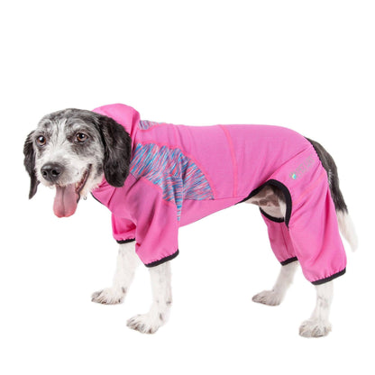 Pet Life ® Active 'Pawsterity' Mediumweight 4-Way-Stretch Yoga Fitness Dog Tracksuit Hoodie