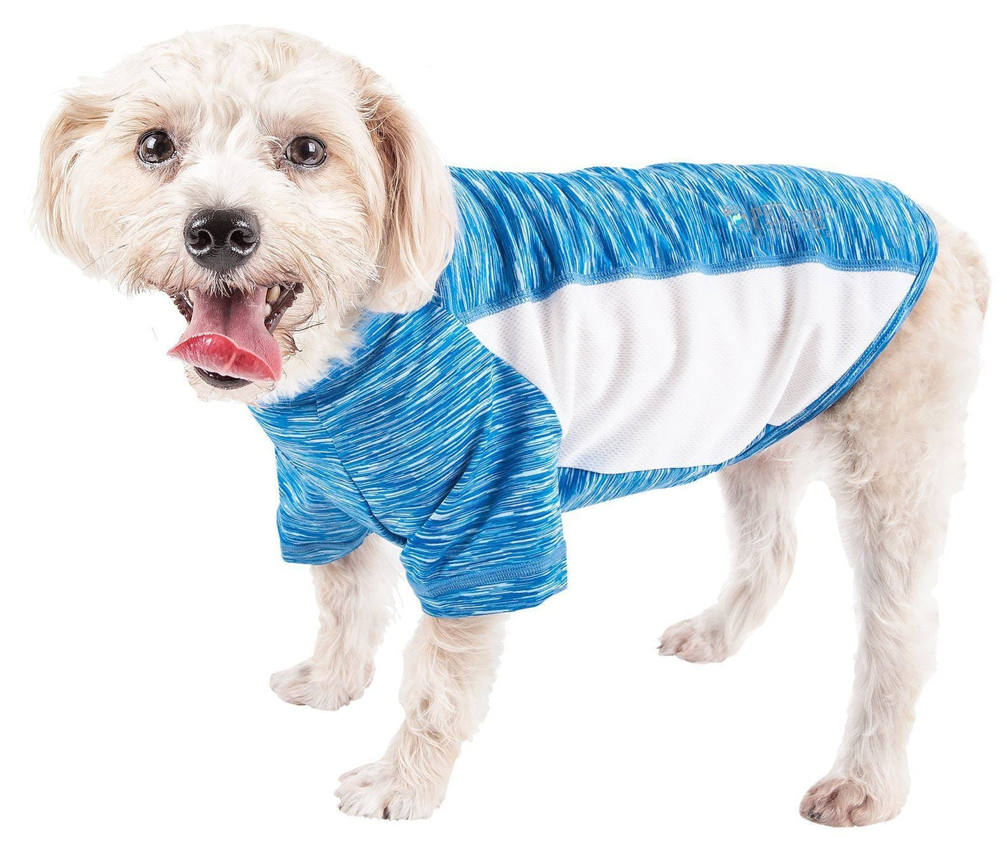 Pet Life ® Active 'Warf Speed' Heathered Ultra-Stretch Yoga Fitness Dog T-Shirt