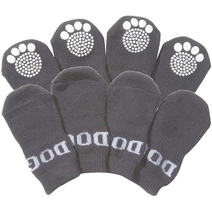 Pet Life ® Anti-Slip Rubberized Gripped Breathable Stretch Pet Dog Socks - Set of 4