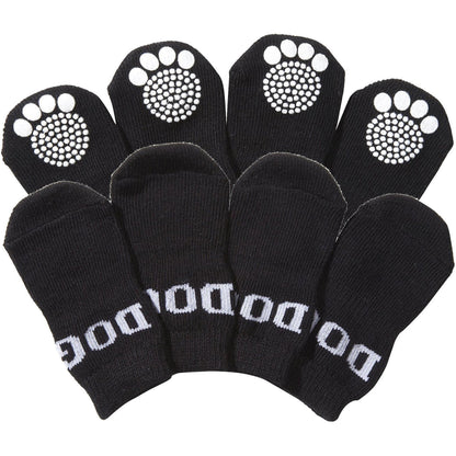 Pet Life ® Anti-Slip Rubberized Gripped Breathable Stretch Pet Dog Socks - Set of 4
