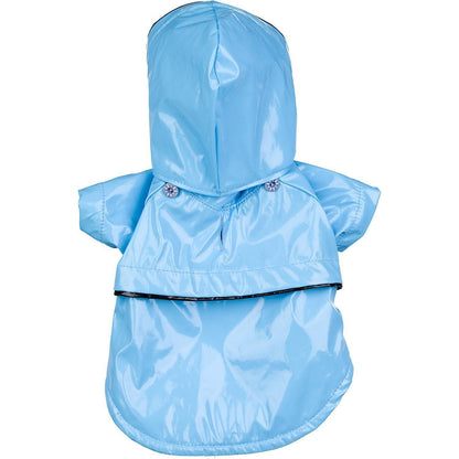 Pet Life ® 'Baby Blue' Waterproof Adjustable Dog Raincoat Jacket w/ Removable Hood