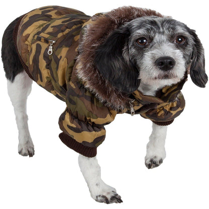 Pet Life ® Classic Metallic Fashion 3M Insulated Dog Coat Parka  w/ Removable Hood