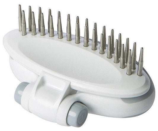 Pet Life ® 'Gyrater' Swivel Travel Dual-Rowed Grooming Undercoat Pet Rake