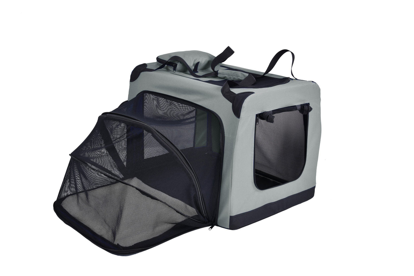 Pet Life ®  'Hounda Accordion' Metal Framed Soft-Folding Collapsible Dual-Sided Expandable Pet Dog Crate