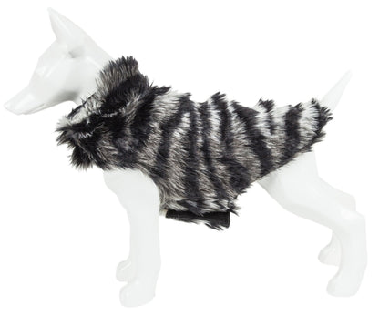 Pet Life ®  Luxe 'Chauffurry' Zebra Patterned Designer Mink Fur Dog Coat