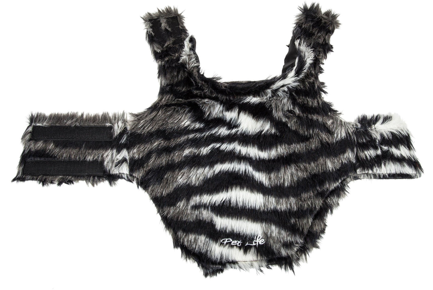 Pet Life ®  Luxe 'Chauffurry' Zebra Patterned Designer Mink Fur Dog Coat