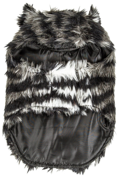 Pet Life ®  Luxe 'Chauffurry' Zebra Patterned Designer Mink Fur Dog Coat